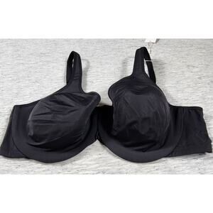 Plus Size Full Coverage Wide Strap Underwire T Shirt Bra Womens Size 40DD Black